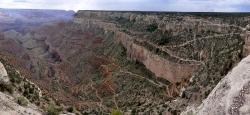 Rugged canyon walls seen from the trail